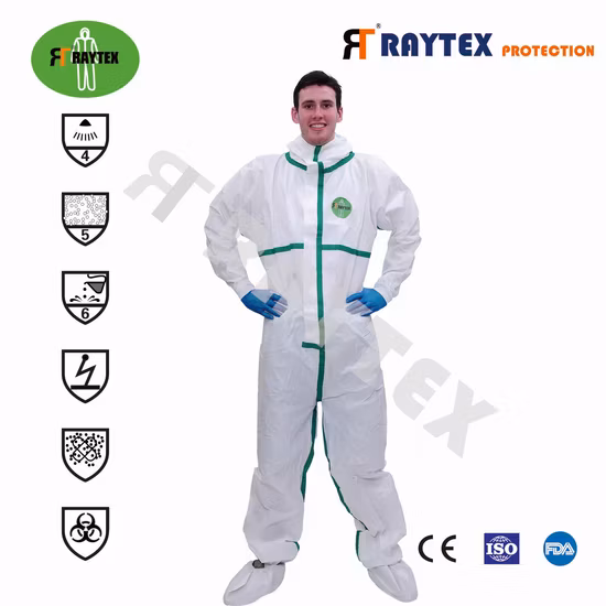 Type 4/5/6 combinaison médicale microporeuse jetable de couture de bande thermoscellée